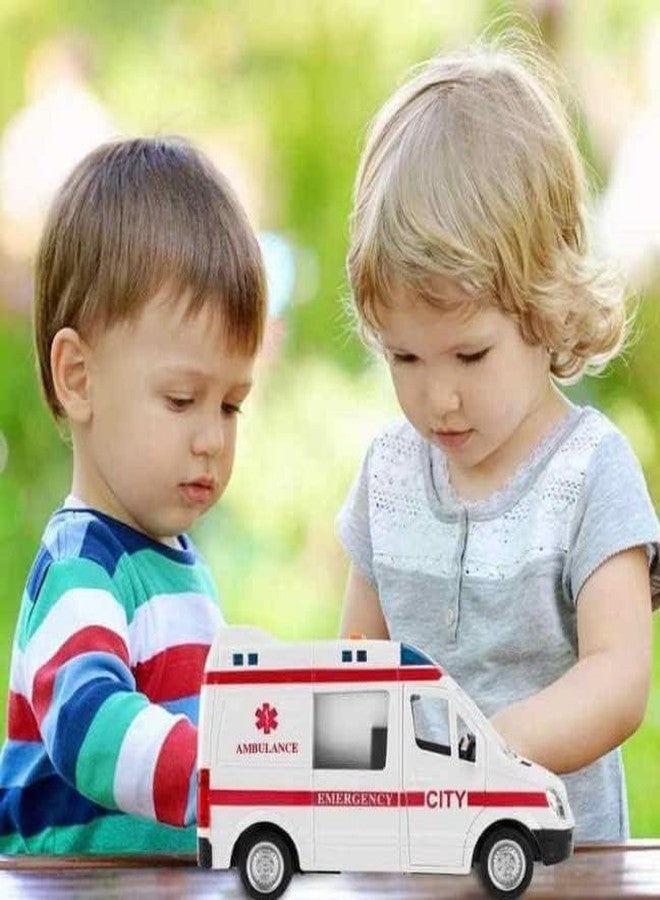 Arthasya Ambulance Toy Car with Light & Siren Sound Effects - Friction Powered Wheels & LED Lights - Heavy Duty Plastic Rescue Vehicle Toy for Kids & Childrens - Image 2